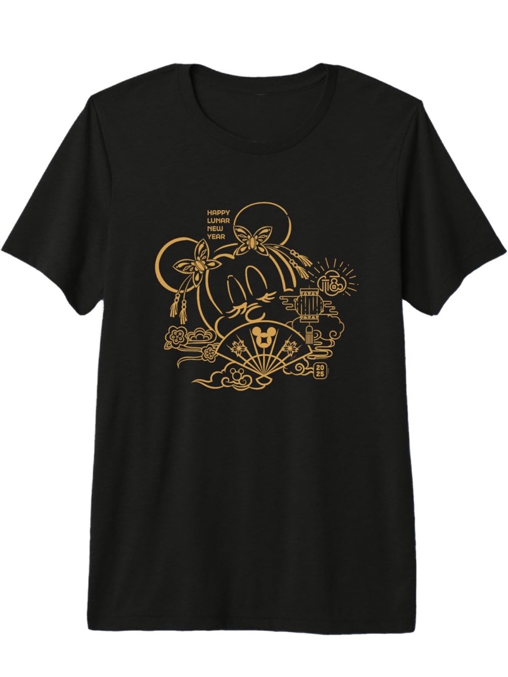 Disney Black Short Sleeve Tee with Gold Lunar New Year Mickey Design